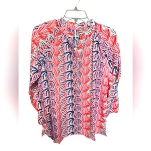 NWT Simply Southern Red and Blue Floral Blouse SMALL